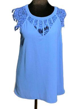 Brixon Ivy Blue Lace Inset Blouse